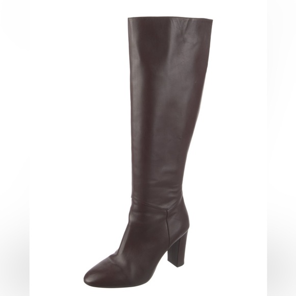 Vince Leather Knee High Boots in Dark Brown - Picture 2 of 10